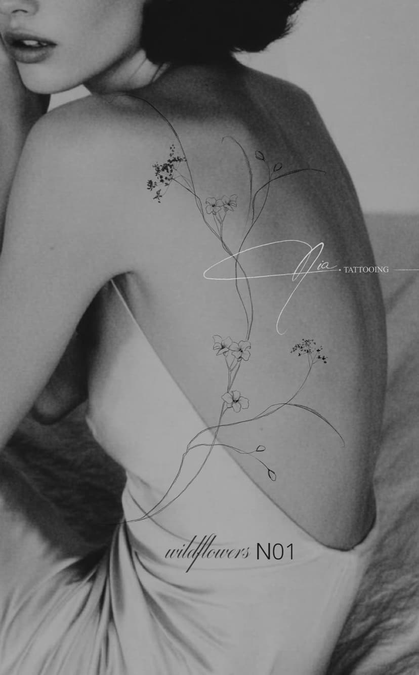 Wildflowers N01 — fine line wildflower · Nia Tattooing