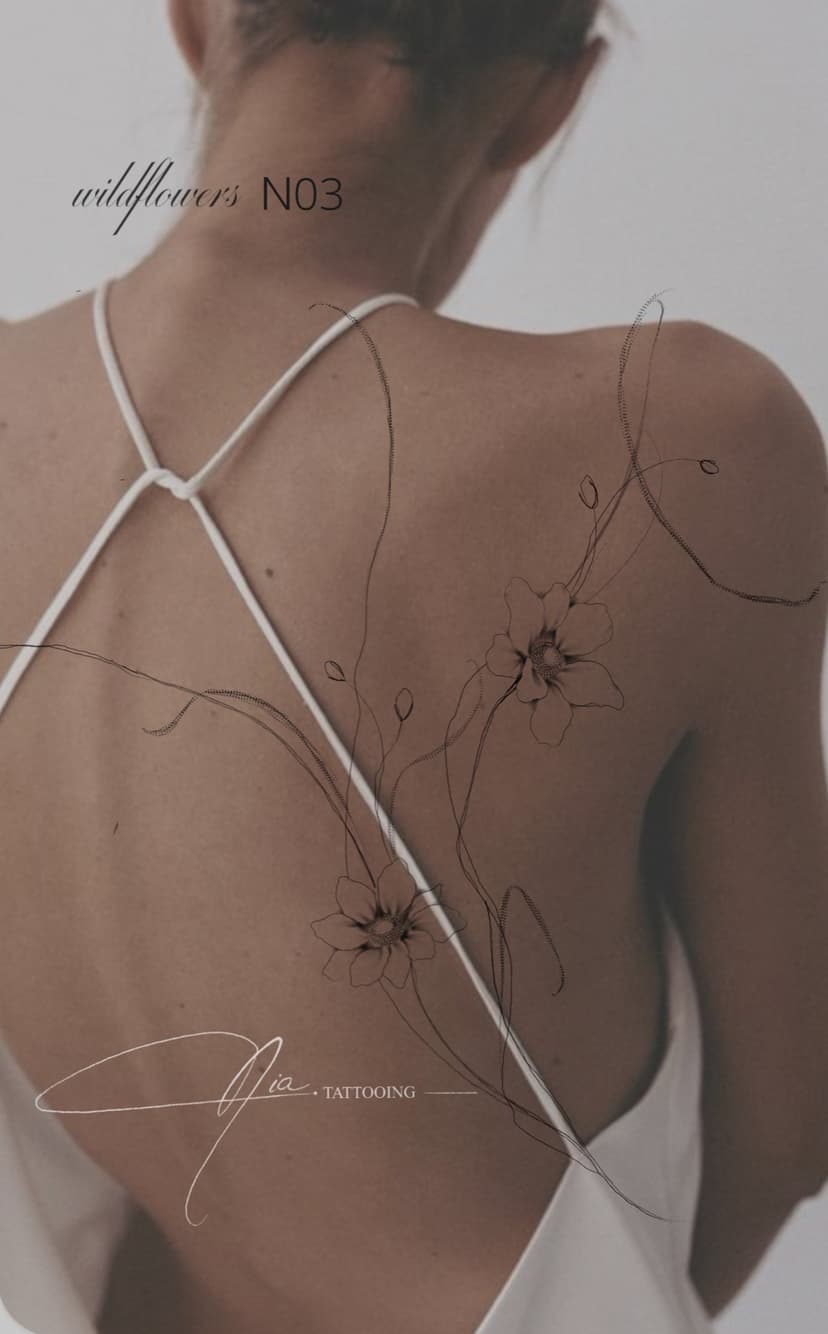 Wildflowers N03 — fine line wildflower · Nia Tattooing