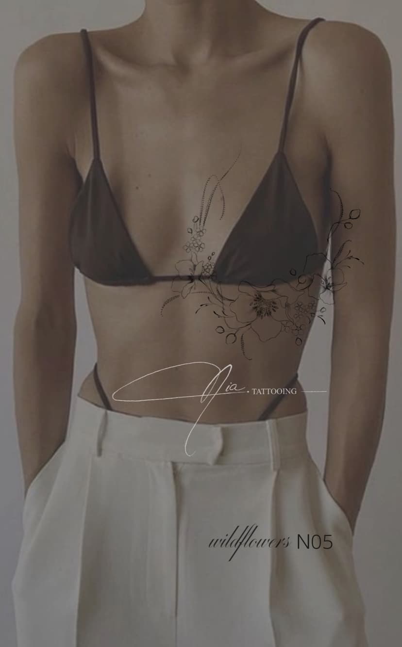Wildflowers N05 — fine line wildflower · Nia Tattooing