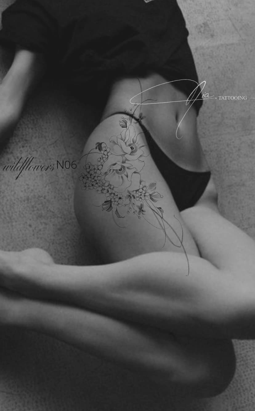 Wildflowers N06 — fine line wildflower · Nia Tattooing