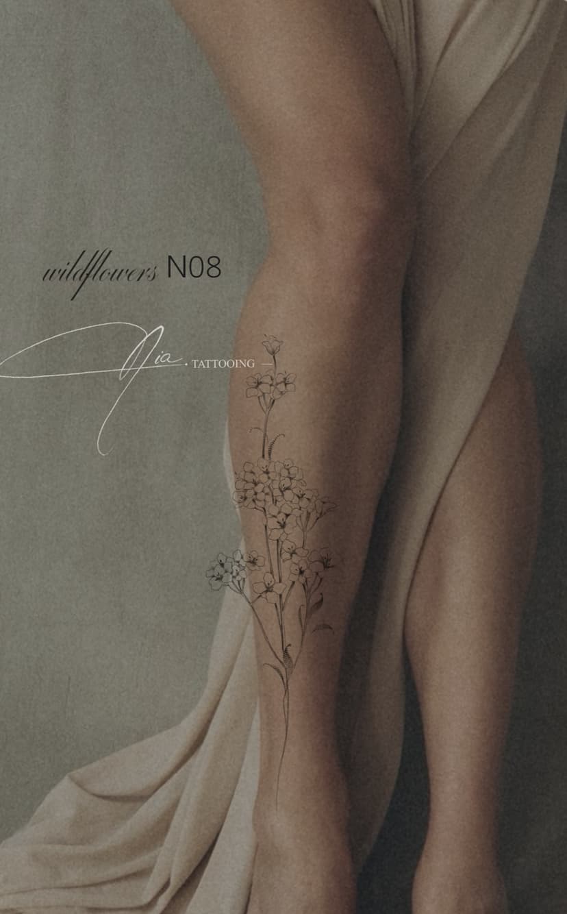 Wildflowers N08 — fine line wildflower · Nia Tattooing