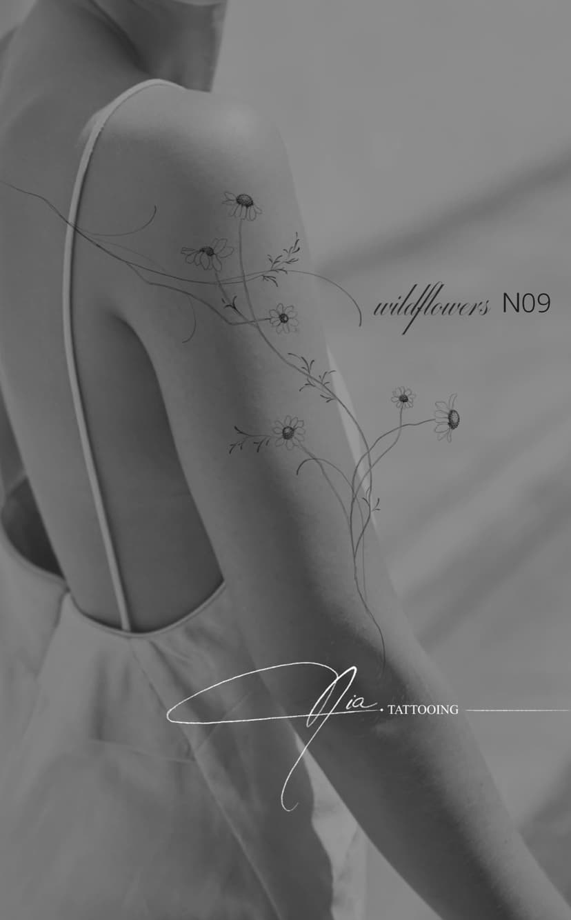 Wildflowers N09 — fine line wildflower · Nia Tattooing